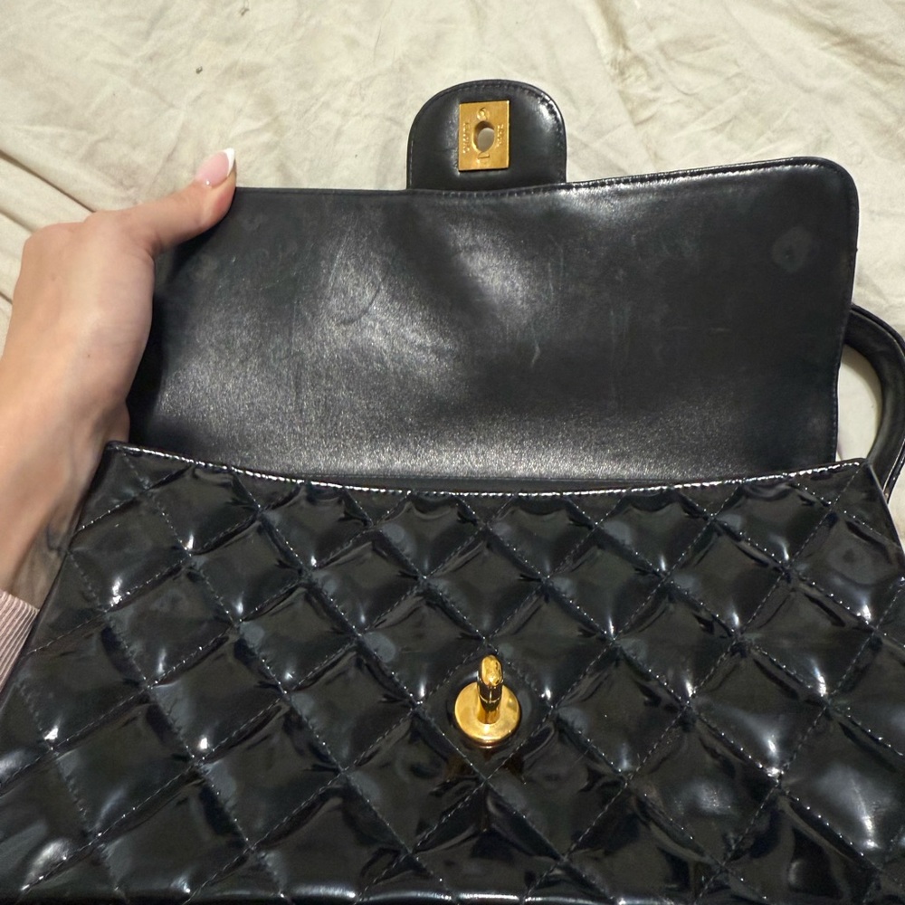 Chanel Black Patent Leather Double Flap Bag - Picture 4 of 8